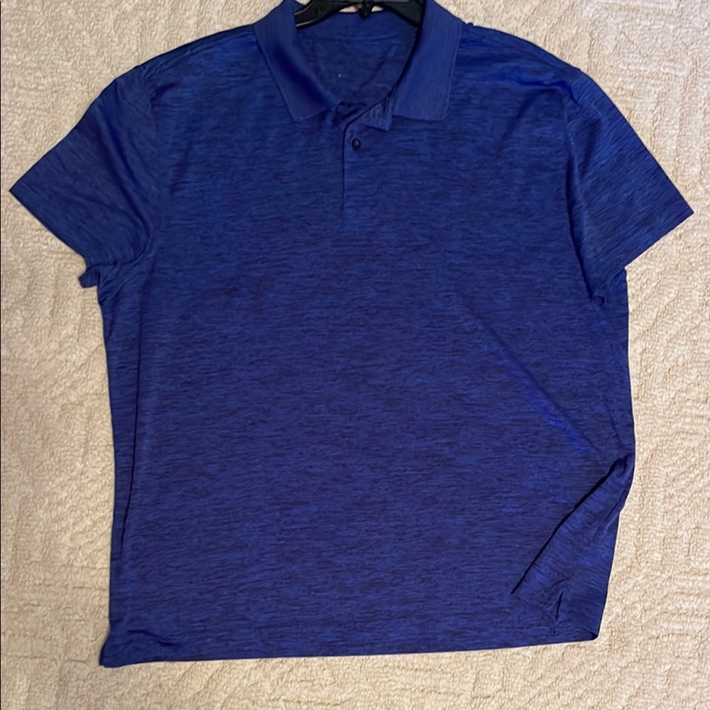 Classic Royal Blue Polo Shirt with Textured Print Fabric XL